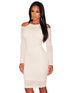 White Lace Cut out Shoulder Bodycon Dress